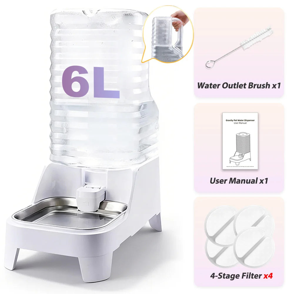 Furpipi 8L Automatic Dog Water Bowl Dispenser Elevating Stainless Steel Pet Waterer with Patented Faucet for Cats And Dogs