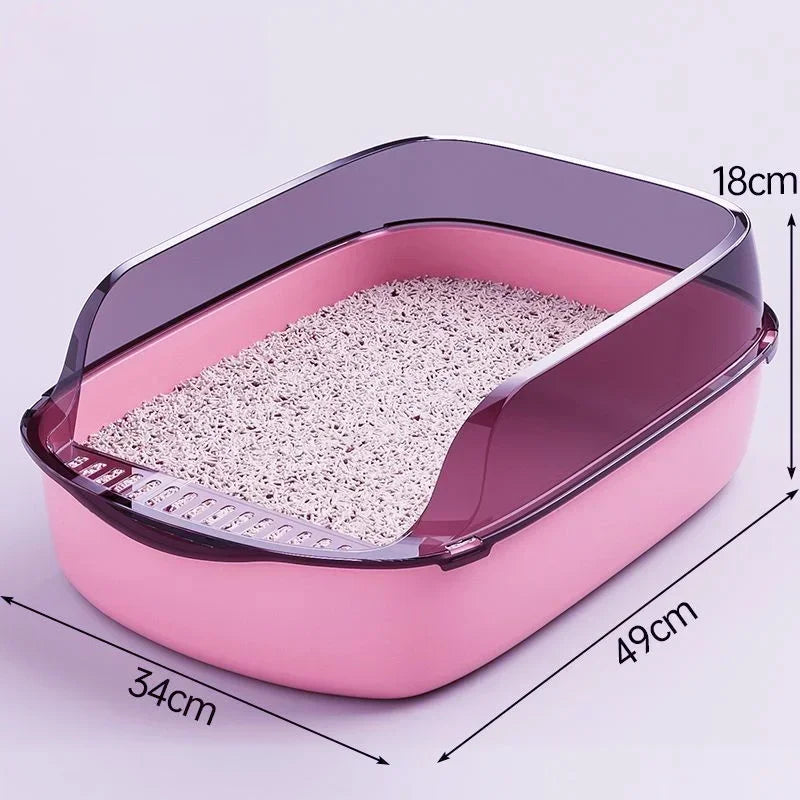 Large Capacity Cat Litter Box Pet Sandbox Splashproof Cat Tray Cat Toilet Cleaning Basin Supplies Pet Toilet Kitten Tray Bedpan