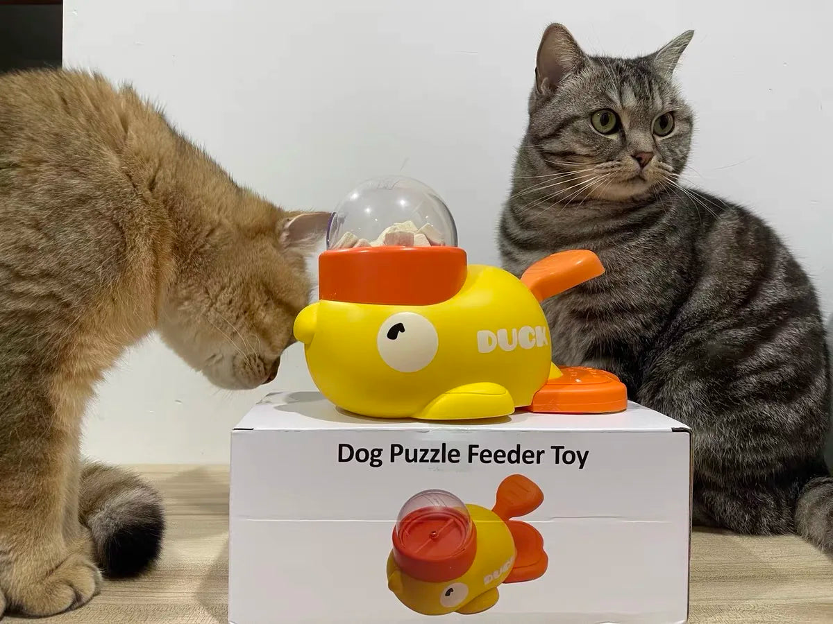 Dog Puzzle Feeder Interactive Pet Food Treat Dispenser Cartoon Duck Design Anti-slip Pet Automatic Feeder Toys for Dog Training