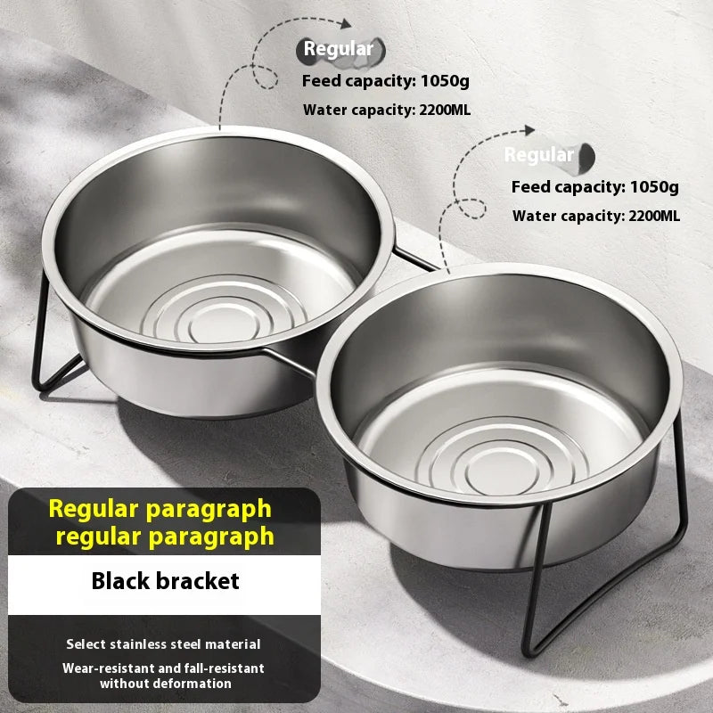 Large Stainless Steel Dog Slow Food Bowl with Thickened Stand Elevated Pets Products Supplies Feeders Accessories Tip Proof