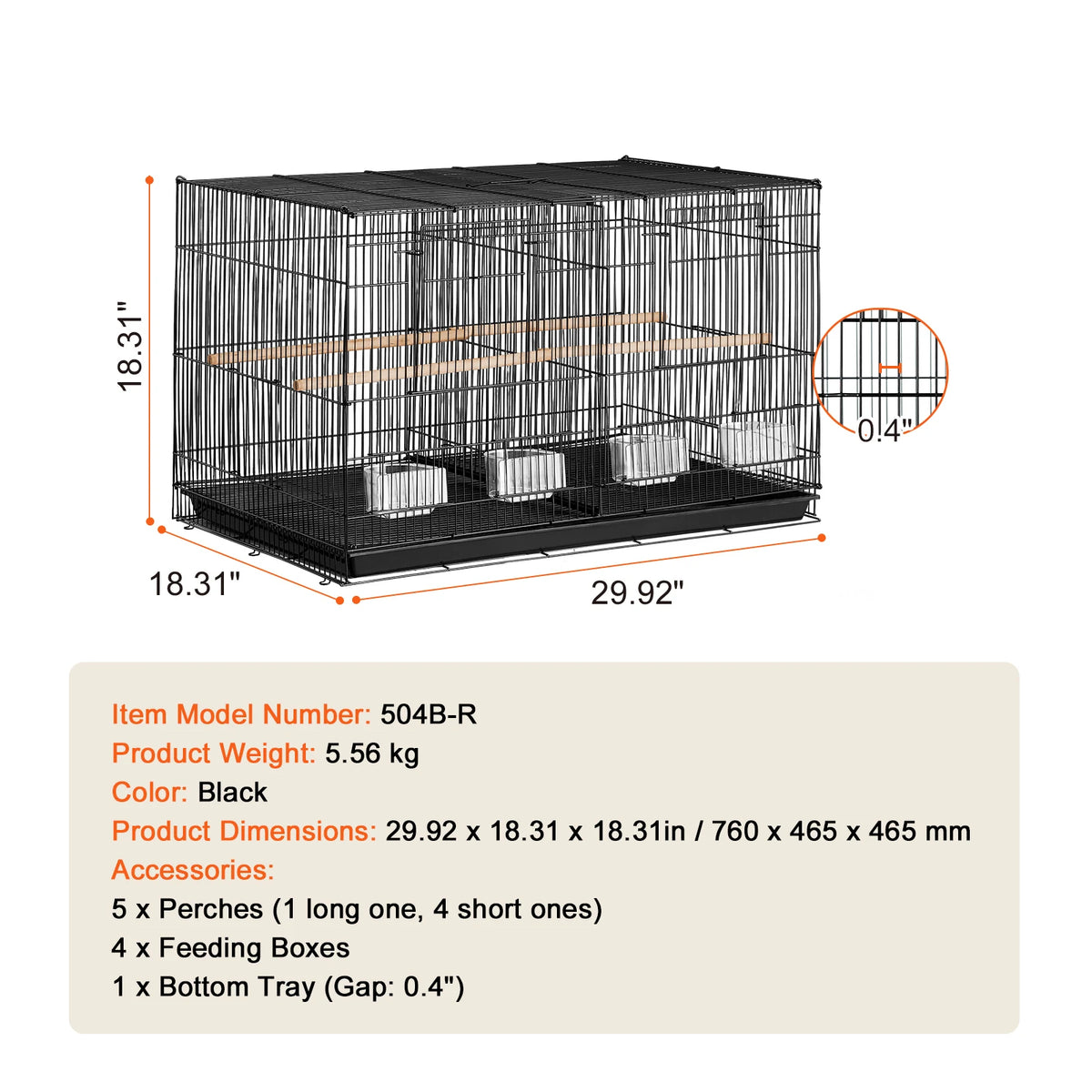 30In Flight Bird Cage Stackable Divided Small Animal Cage for Kinds of Birds Pet Travel Birdcage with Handle and Perches