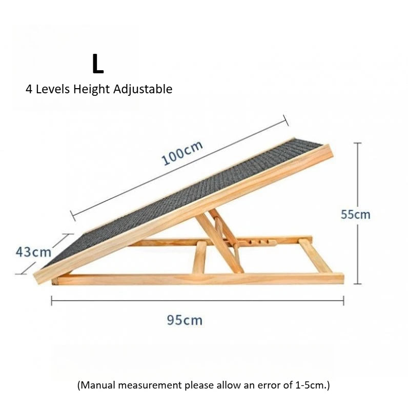 Pet Dog Ladder Wood Dog Ramp Cat Stair Height Adjustable Height Slip Resistance Foldable Pet Climbing Ladder for Car Sofa Bed