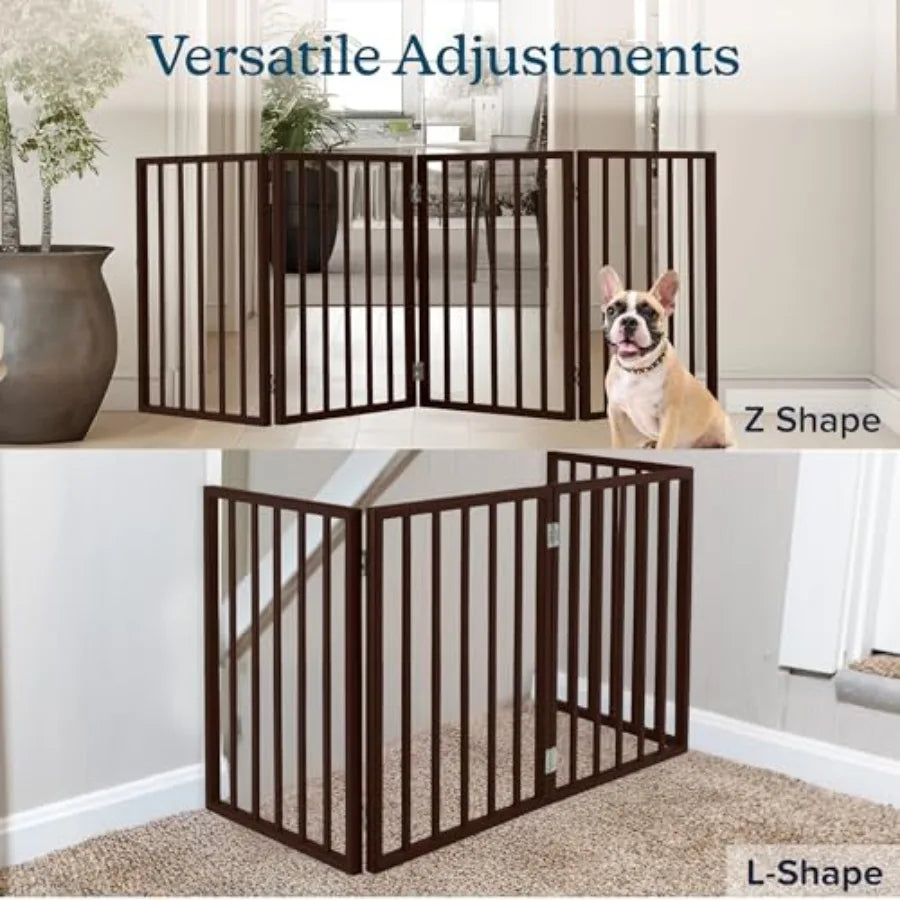 Pet Gate - Indoor Foldable Dog Fence for Stairs, Hallways, or Doorways - 73x24-Inch Freestanding Dog Gates by PETMAKER