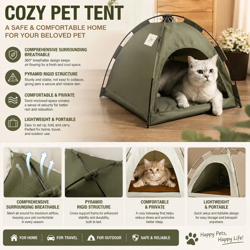 Pet Tent Bed Cats House Supplies Products Accessories Warm Cushions Furniture Sofa Basket Beds Winter Clamshell Kitten Tents