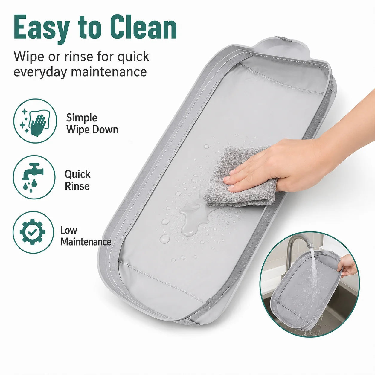 Cumrige 2 Pack Grey Thick Fabric Cat Litter Box Mat Raised Edge Leak‑Proof Urine Resistant Washable Reusable Anti‑Spill Floor Pad Accessory for Automatic Self‑Cleaning Cat Toilet