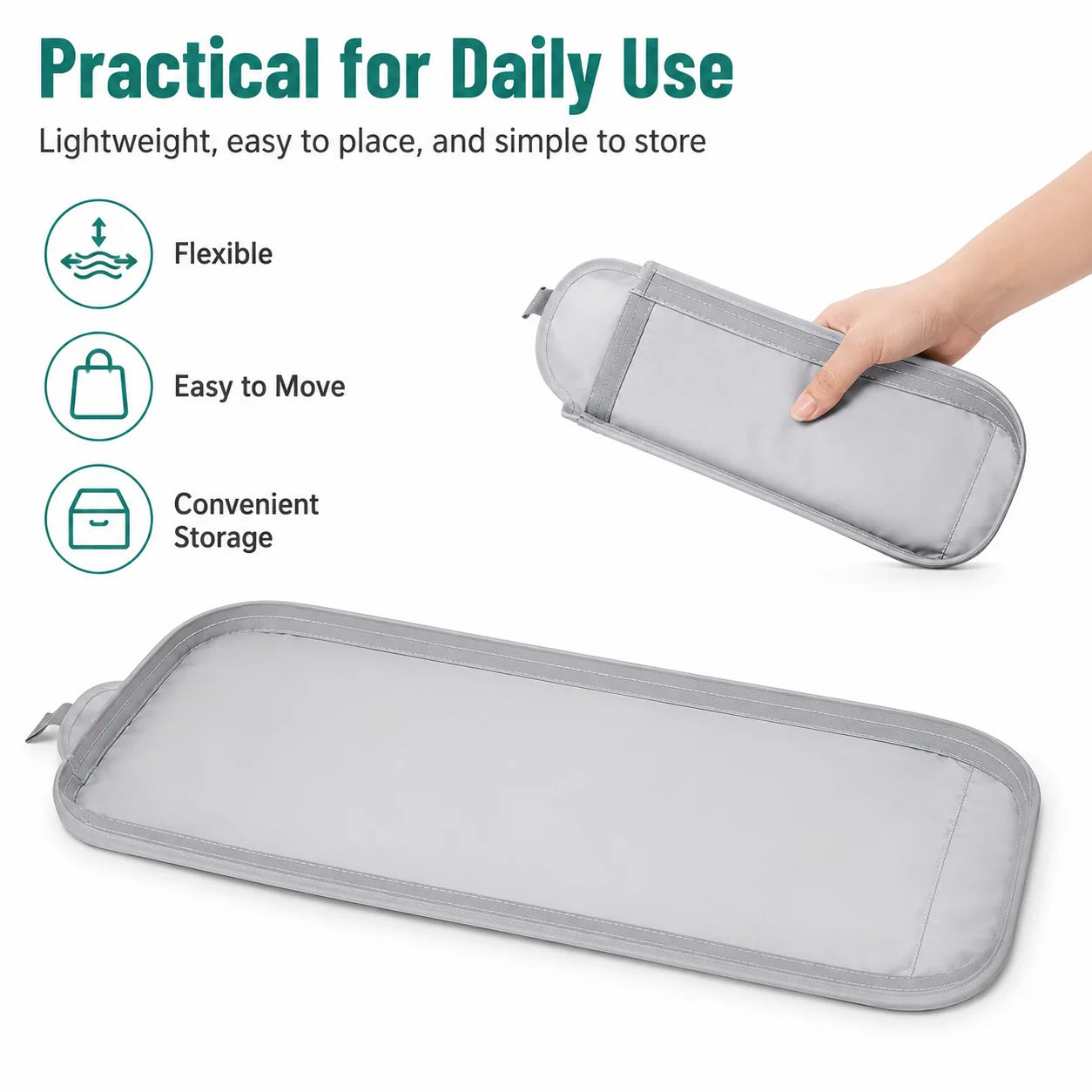 Cumrige 2 Pack Grey Thick Fabric Cat Litter Box Mat Raised Edge Leak‑Proof Urine Resistant Washable Reusable Anti‑Spill Floor Pad Accessory for Automatic Self‑Cleaning Cat Toilet