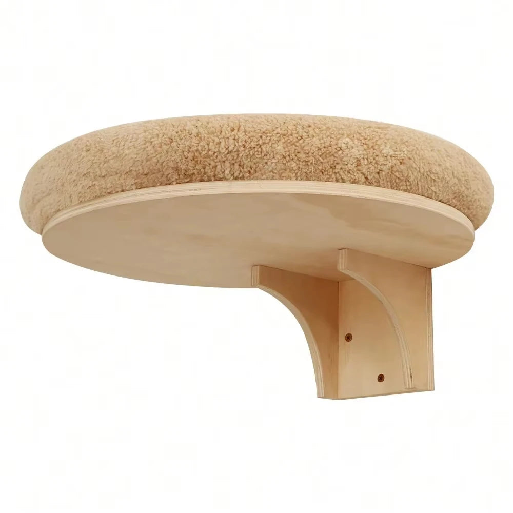 Cat Wall Mounted Solid Wooden Furniture Climbing Ladder and Cat Hammock with Scratching Post for Activity Indoor Cats