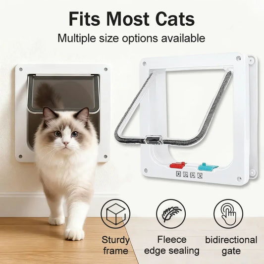 Weather Proof Cat Door 4 Way Locking for Cat Up To 20 Lbs for Interior Doors, Cabinet, Garage Doors 4 Sizes Pet Door