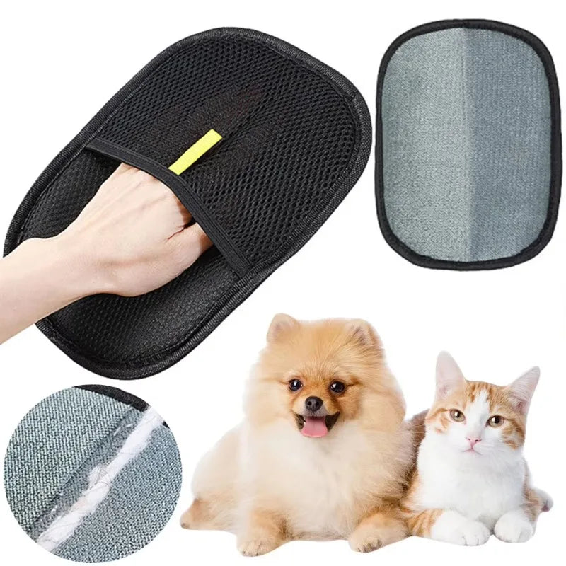 Portable Washable Pet Hair Removal Glove Fur Remover For Cat Dog Clothes Sofa Bed Shedding Cleaning Grooming Accessory