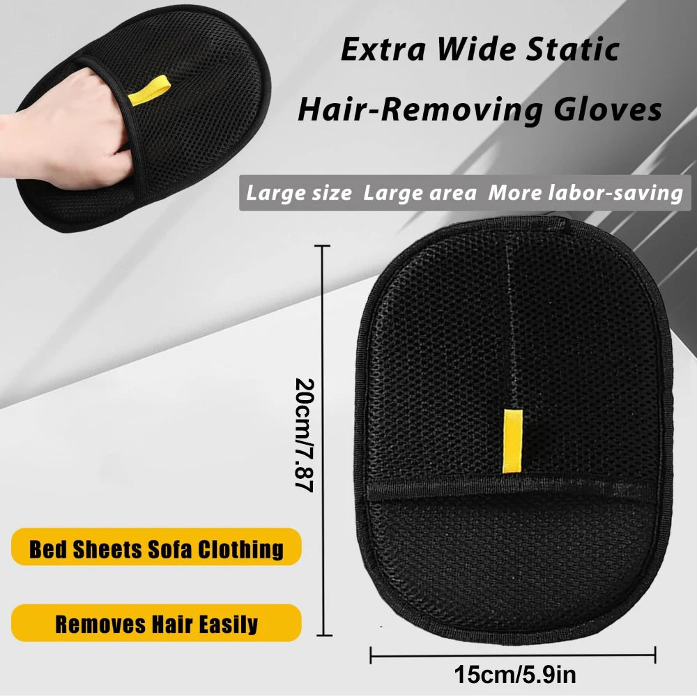 Reusable Static Pet Grooming Gloves Double Sided Fur Removal Tool For Pet Hair Grooming And Carpet Floating Hair Cleaning