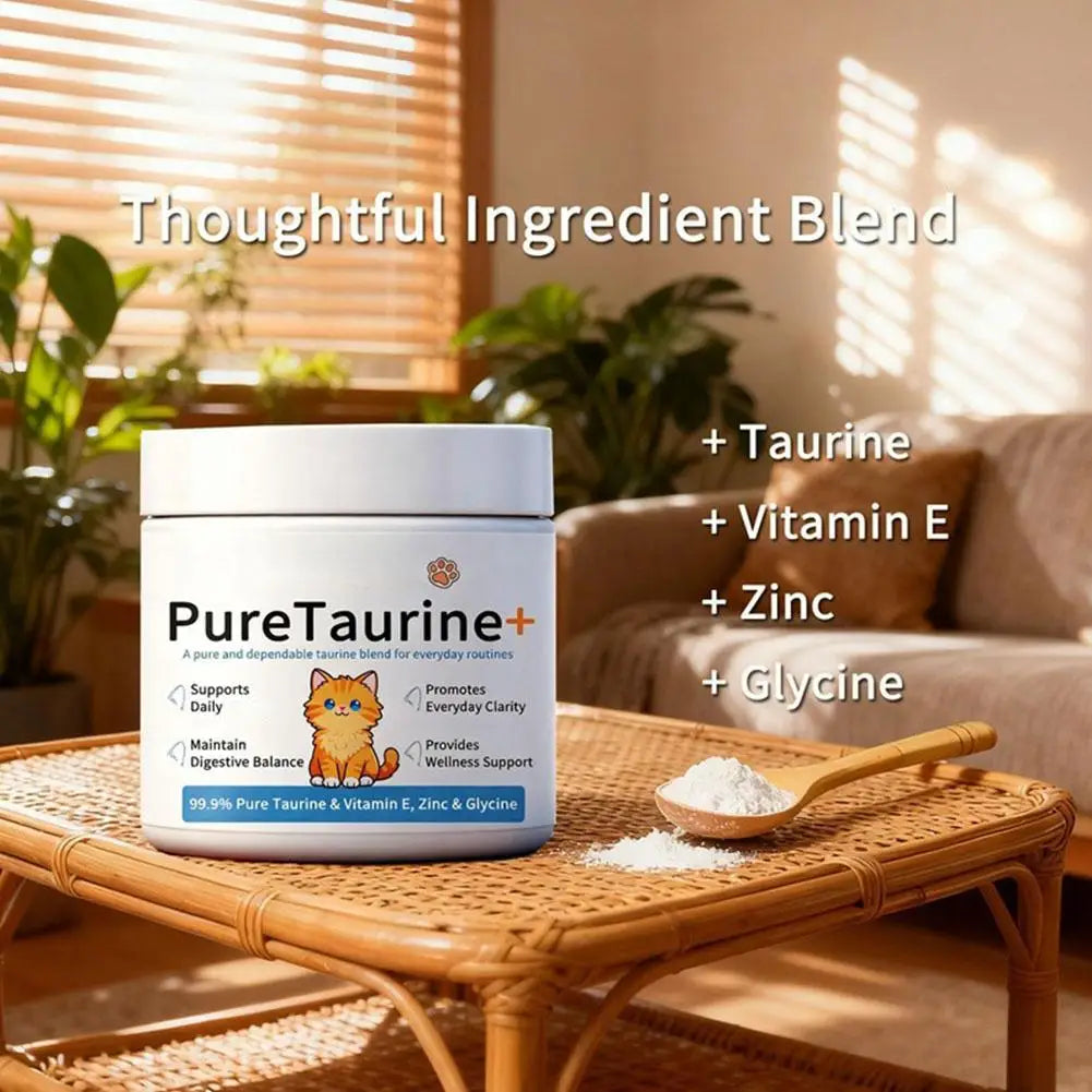 200g Cat Body Health Care Powder 99.9% Pure Taurine VE Zinc Supports Digestion & Enhancing Immunity for Pets with Sensitivity