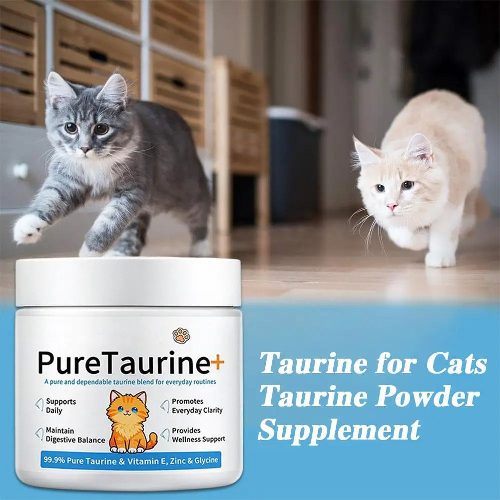 200g Cat Body Health Care Powder 99.9% Pure Taurine VE Zinc Supports Digestion & Enhancing Immunity for Pets with Sensitivity