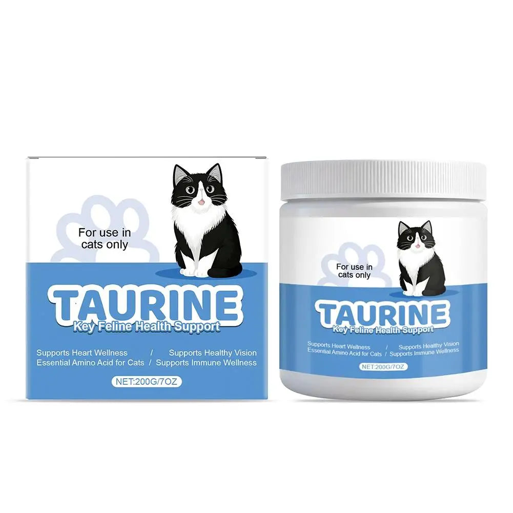 200g Cat Body Health Care Powder 99.9% Pure Taurine VE Zinc Supports Digestion & Enhancing Immunity for Pets with Sensitivity