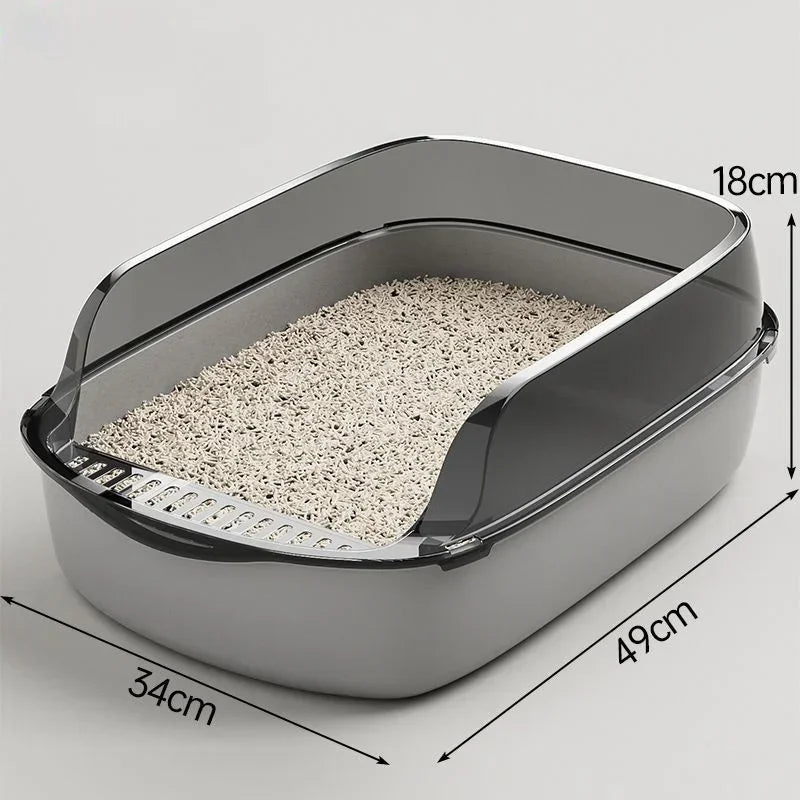 Large Capacity Cat Litter Box Pet Sandbox Splashproof Cat Tray Cat Toilet Cleaning Basin Supplies Pet Toilet Kitten Tray Bedpan