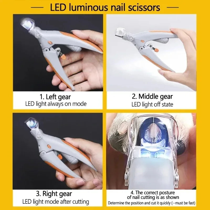 Pet Nail Clippers With LED Light Cat Dog Paw Trimmer Pet Grooming Claw Care Tool For Pet Nail Trimming
