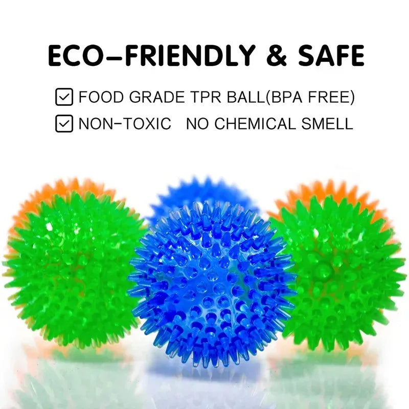 Pet Dog Toys Cat Puppy Sounding Toy Polka Squeaky Tooth Cleaning Ball TPR Training Pet Teeth Chewing Toy Thorn Balls