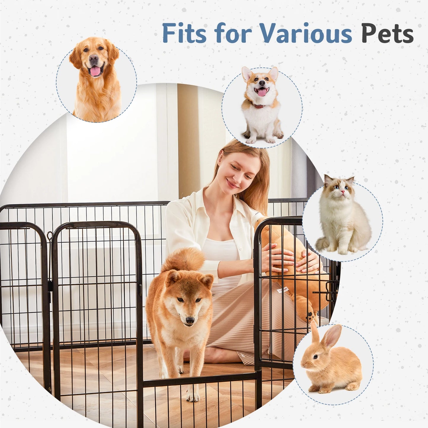 JHK 16 Panels Dog Playpen Pet Fence Metal 24 Inch to 32 Inch Foldable Large Dog Puppy Exercise for Yard Gate Camping Outdoor