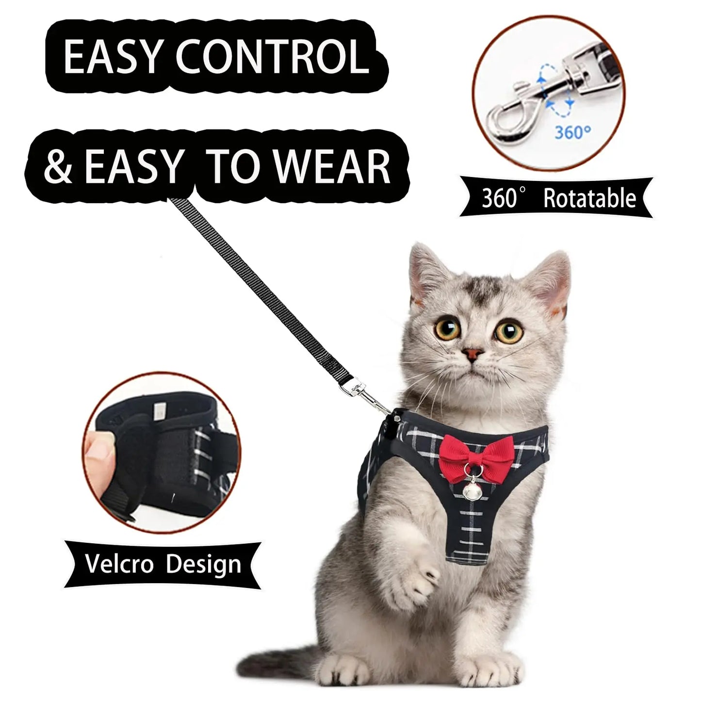 Adjustable Pet Harness with Bow Tie Leash Set Stylish Tuxedo Vest for Small Dogs and Cats Harnesses Leads Dog Supplies