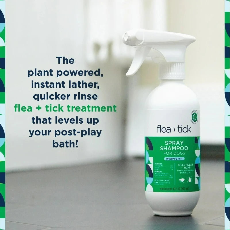 Spray-on Flea & Tick Shampoo for Dogs, 16oz