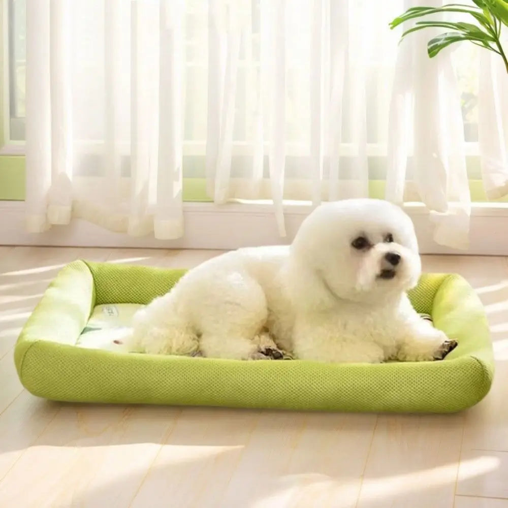Square Cooling Puppy Bed Breathable Soft Dog Sleeping Pad Neck-protecting Dirt-resistant Pet Cooling Mat for Dogs Cats