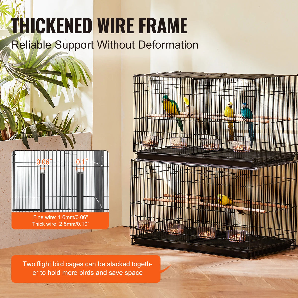 30In Flight Bird Cage Stackable Divided Small Animal Cage for Kinds of Birds Pet Travel Birdcage with Handle and Perches