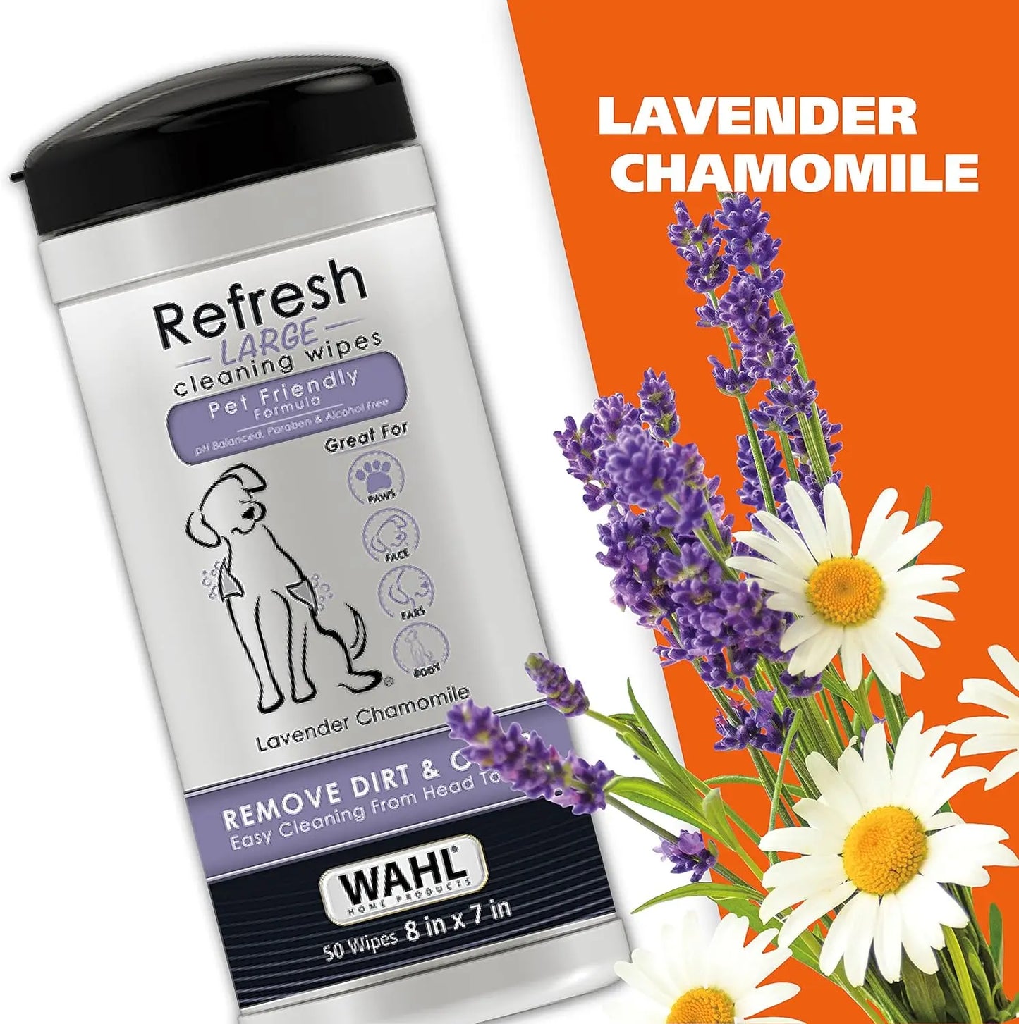 Lavender Pet Cleaning Wipes for Dogs - Gentle on Ears, Paws & Sensitive Areas, 50 Count