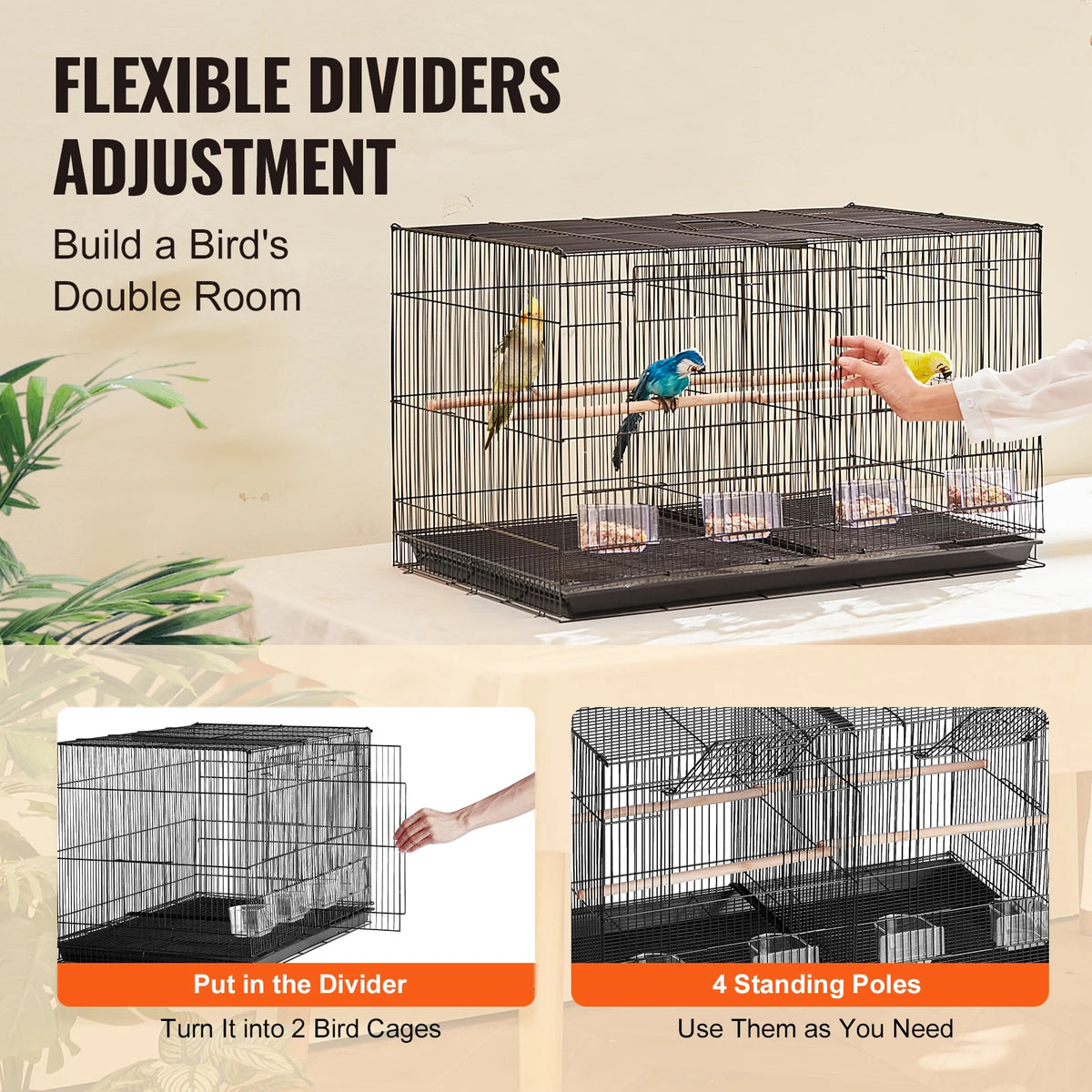 30In Flight Bird Cage Stackable Divided Small Animal Cage for Kinds of Birds Pet Travel Birdcage with Handle and Perches