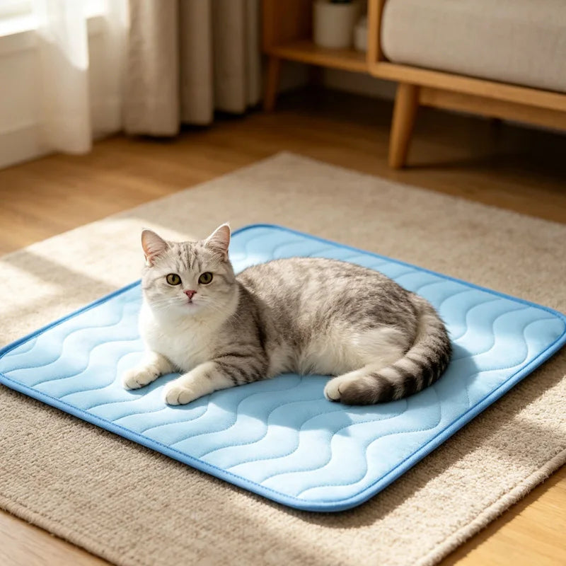 Cooling Cat Mat Summer Pad Mat For Dogs Cat Ice Silk Blanket Sofa Breathable Pet Dog Bed Summer Washable For Small Large Dog Cat