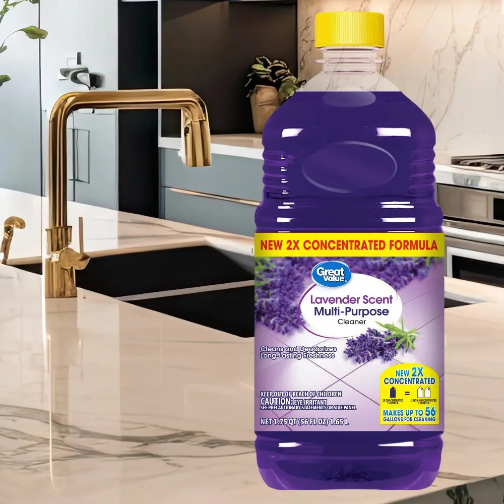 Concentrated Multi Purpose Cleaner Liquid Refill Large Size 56 Fl Oz Lavender Scent All Surface Household Cleaning Solution
