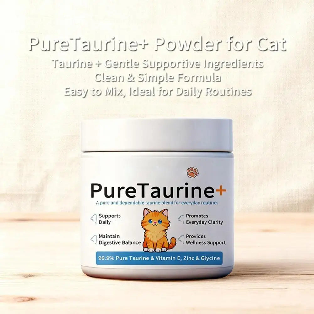 200g Cat Body Health Care Powder 99.9% Pure Taurine VE Zinc Supports Digestion & Enhancing Immunity for Pets with Sensitivity