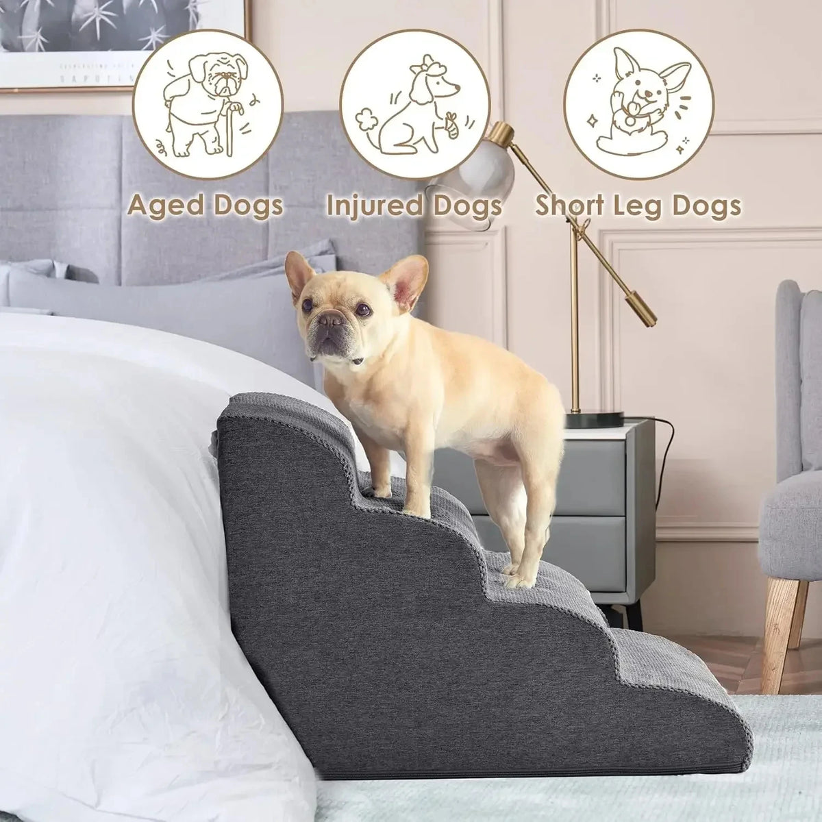 Puppy Stairs Soft Ladder Dogs Pets Sofa Bed Ramp Ramp for Dogs Protecting Pet Joint Safety Stairs Elderly Dog Steps Pet Supplies