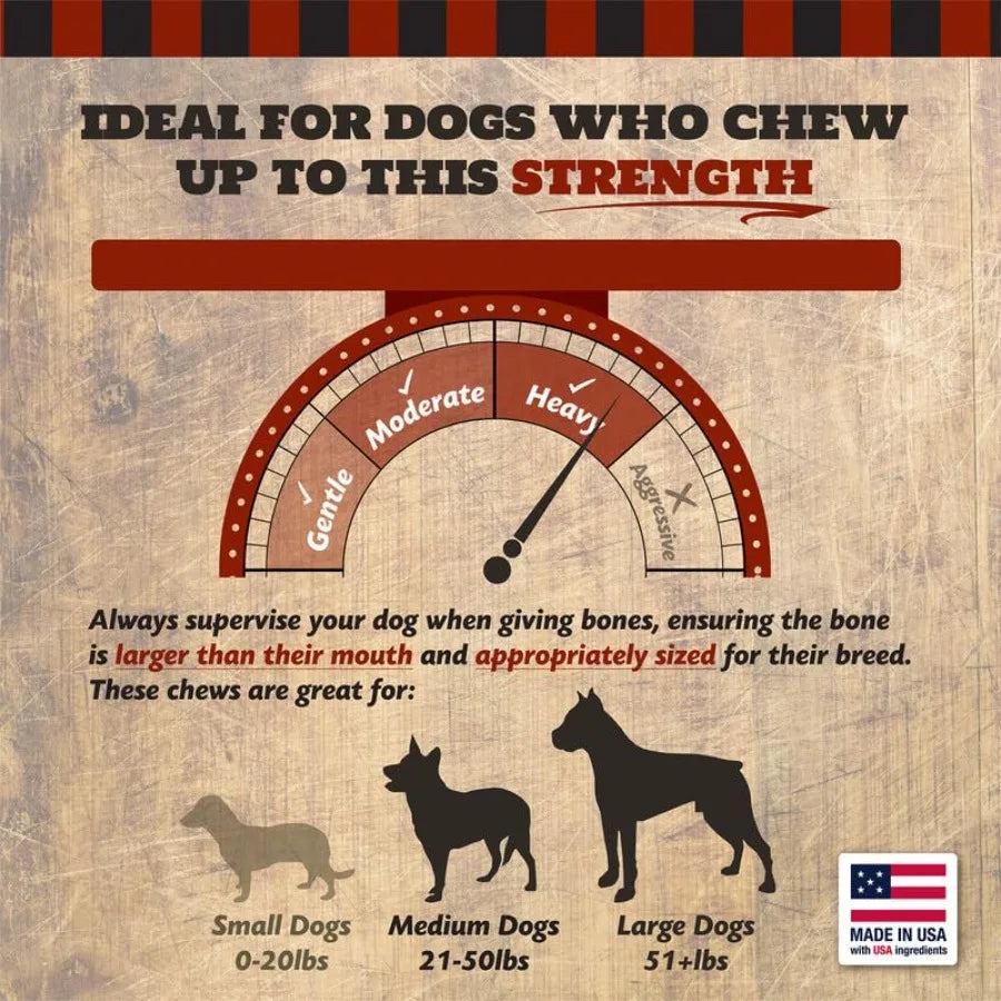 7" Beef Marrow Dog Bones for Aggressive Chewers Large Breed Dog Treat Natural Tough Chew Toy Made in The USA 6 Count