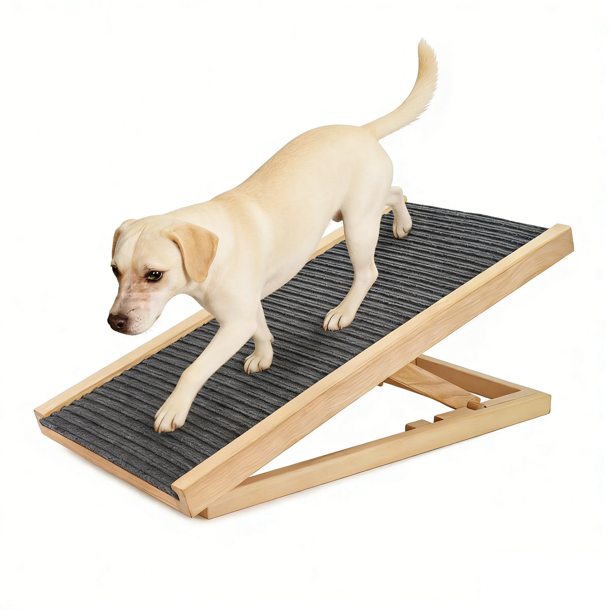 Pet Dog Ladder Wood Dog Ramp Cat Stair Height Adjustable Height Slip Resistance Foldable Pet Climbing Ladder for Car Sofa Bed
