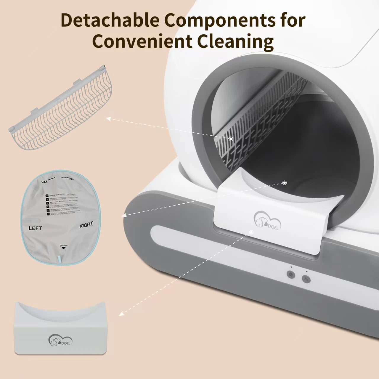 DOEL 2026 New Upgrade 65L Large Capacity Self-Cleaning Cat Litter Box Smart Automatic Cat Toilet, App Remote Control, Only Supports 2.4G WiFi, Suitable for Tofu Litter & Mixed Cat Litter, Ideal for Multi-Cat Homes
