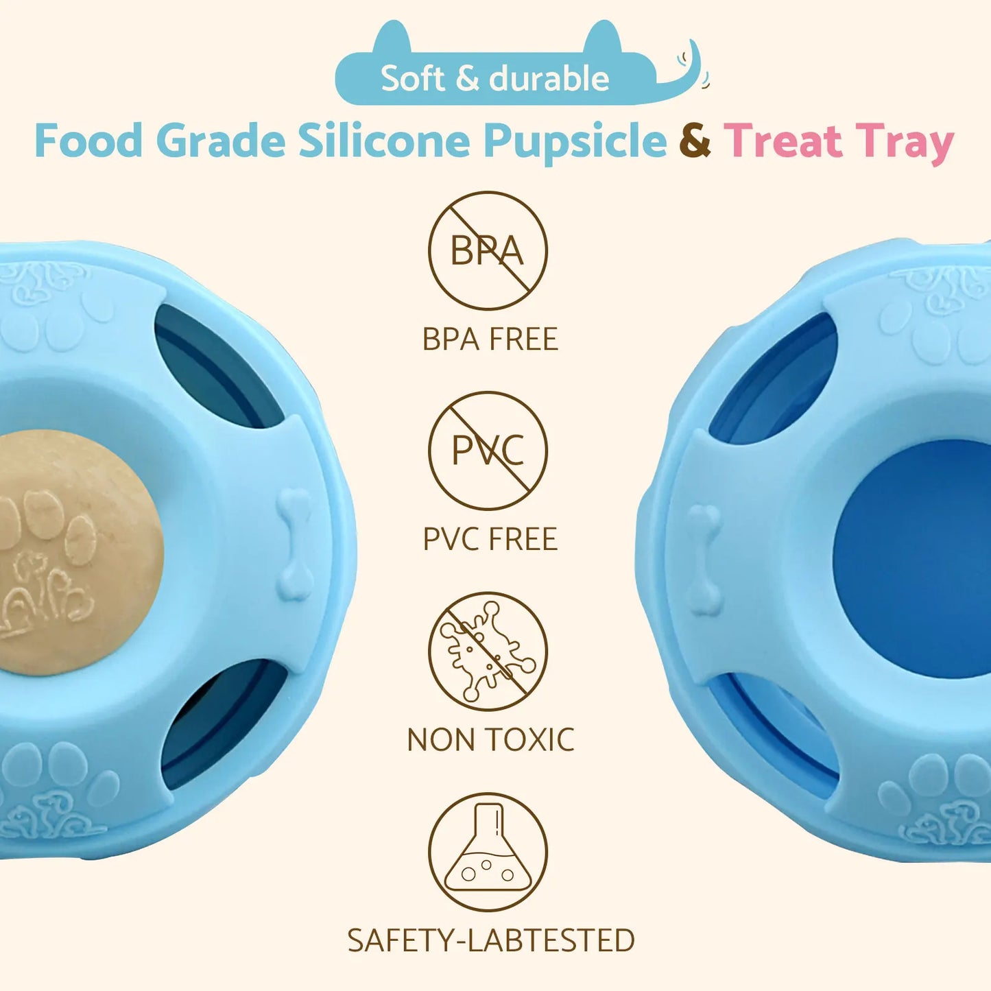 Party Popsicle and Treat Tray, Silicone Long-Lasting Interactive Dog Toys, Frozen Treat Dispensing, Keep Your Pup Busy, Compatible with Woof Pupsicle Chicken Refill Pops, for Dogs 24-70 lbs
