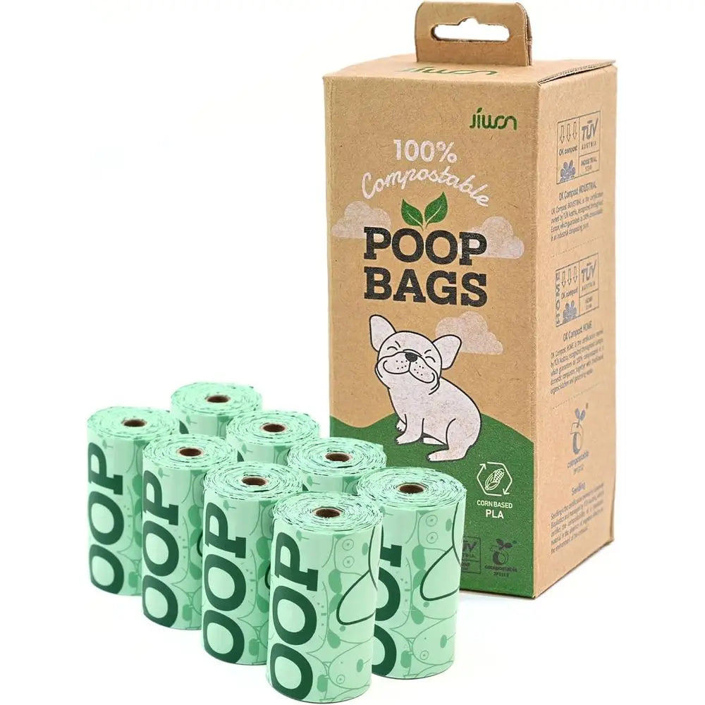 100% Biodegradable Dog Waste Bags, 120 Count (8 Rolls), 9x13 Inches, Seedling & Compost Friendly, Thick & Leakproof, Plant-Based