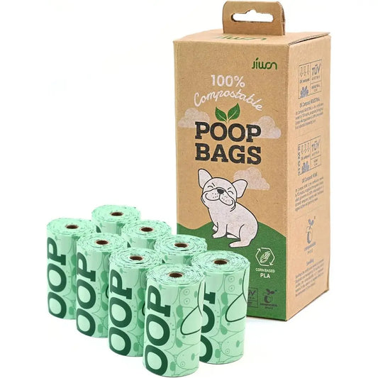 100% Biodegradable Dog Waste Bags, 120 Count (8 Rolls), 9x13 Inches, Seedling & Compost Friendly, Thick & Leakproof, Plant-Based