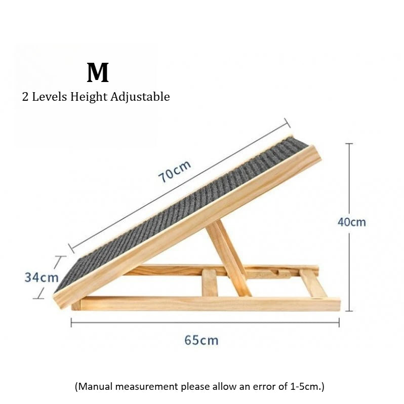 Pet Dog Ladder Wood Dog Ramp Cat Stair Height Adjustable Height Slip Resistance Foldable Pet Climbing Ladder for Car Sofa Bed