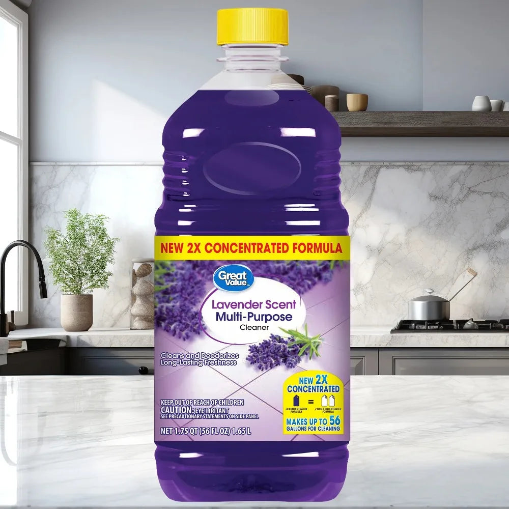 Concentrated Multi Purpose Cleaner Liquid Refill Large Size 56 Fl Oz Lavender Scent All Surface Household Cleaning Solution