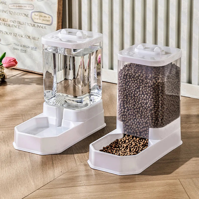 4L Large Capacity Automatic Cat Feeder & Waterer Set | Gravity Pet Food Dispenser for Cats & Dogs | BPA-Free & Non-Electric, Safe