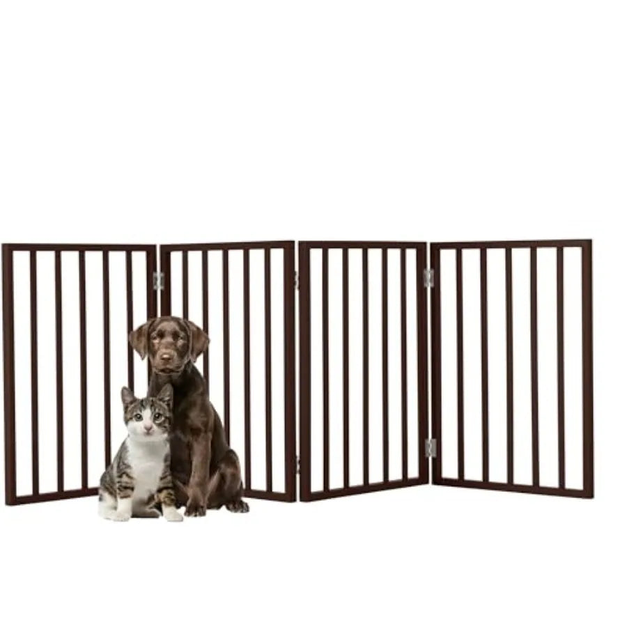 Pet Gate - Indoor Foldable Dog Fence for Stairs, Hallways, or Doorways - 73x24-Inch Freestanding Dog Gates by PETMAKER