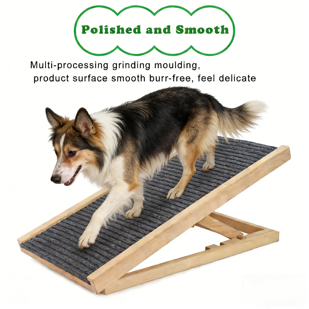 Pet Dog Ladder Wood Dog Ramp Cat Stair Height Adjustable Height Slip Resistance Foldable Pet Climbing Ladder for Car Sofa Bed