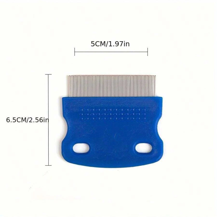 4 Pack Flea Lice Comb, Stainless Steel Dog Cat Grooming Combs with Rounded Teeth, Double Sided