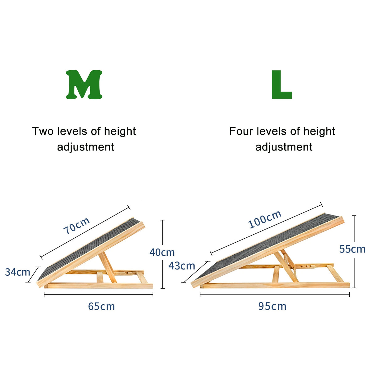 Pet Dog Ladder Wood Dog Ramp Cat Stair Height Adjustable Height Slip Resistance Foldable Pet Climbing Ladder for Car Sofa Bed