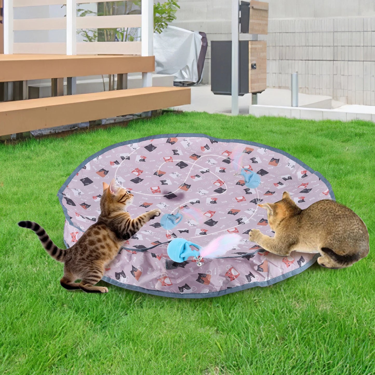 Interactive Cat Toy Ball Fast Rolling in Pouch Motion Activate Chirping Cat Toy Reusable for Pet Hide and Seek Game Accessories