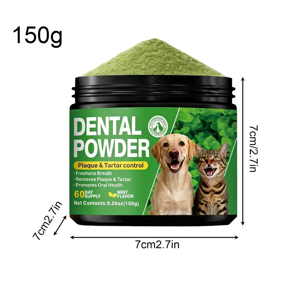 Dog Tooth Powder 150g Bad Breath Remover Freshener Dog Teeth Care Powder for Puppy Cats Pets Brushing Grooming Bathing Washing