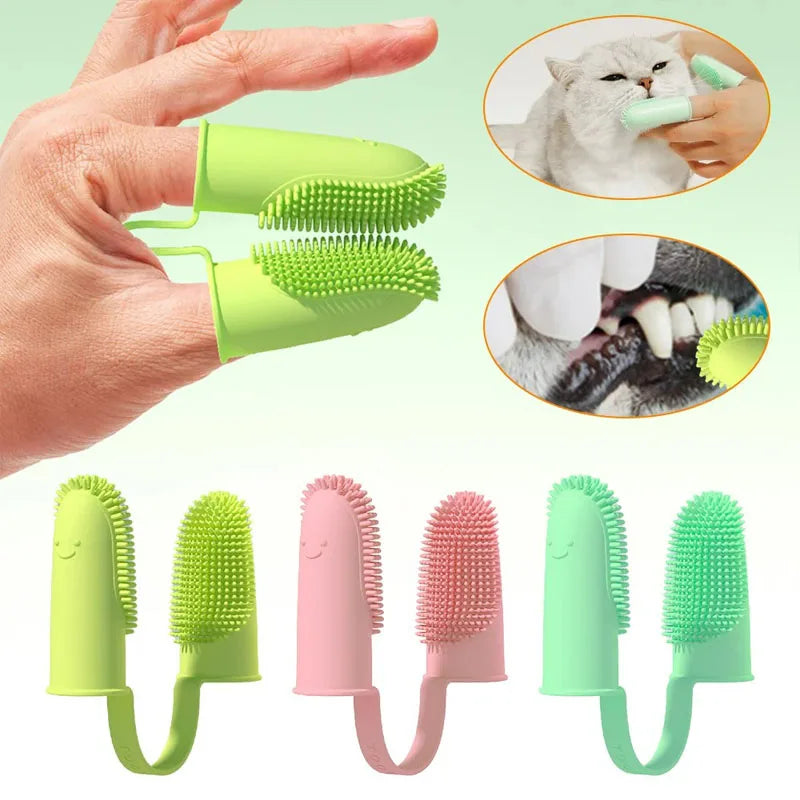 Finger Cover Pet Toothbrush Oral Cleaning Dog Toothbrush Flexible Durable Finger Toothbrush Pet Cleaning and Beauty Accessories