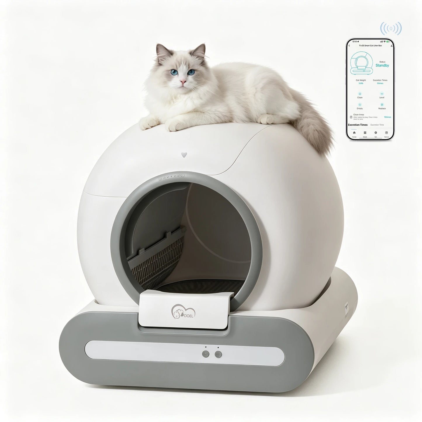 DOEL 2026 New Upgrade 65L Large Capacity Self-Cleaning Cat Litter Box Smart Automatic Cat Toilet, App Remote Control, Only Supports 2.4G WiFi, Suitable for Tofu Litter & Mixed Cat Litter, Ideal for Multi-Cat Homes
