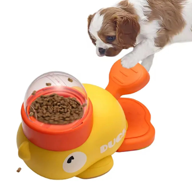 Dog Puzzle Feeder Interactive Pet Food Treat Dispenser Cartoon Duck Design Anti-slip Pet Automatic Feeder Toys for Dog Training