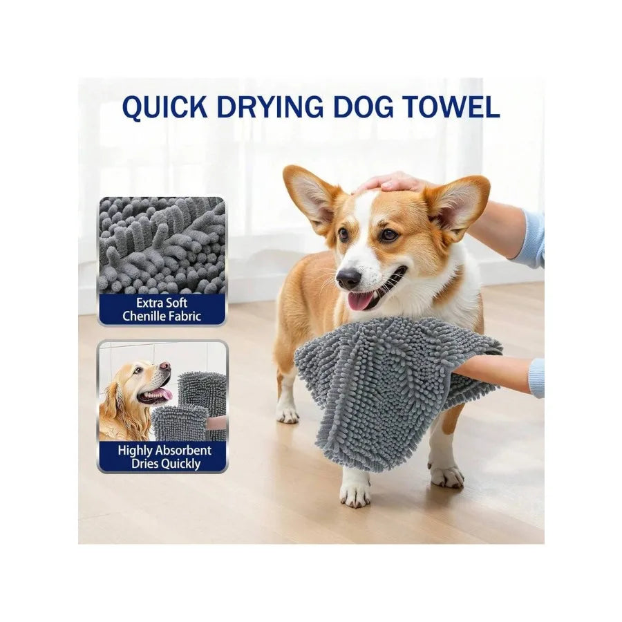【New style】Chenille Dog Bath Towel 31x13, Ultra Absorbent Quick Dry Pet Towel, Extra Soft Washable Plush Towel For Large Dogs